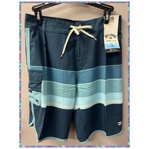 Billabong 🫐 Men’s Blue Cargo Stripes Drawstring Waist Swim Shorts
